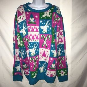 XL Neon Pink and Blue Christmas Holiday  Sweater❤️